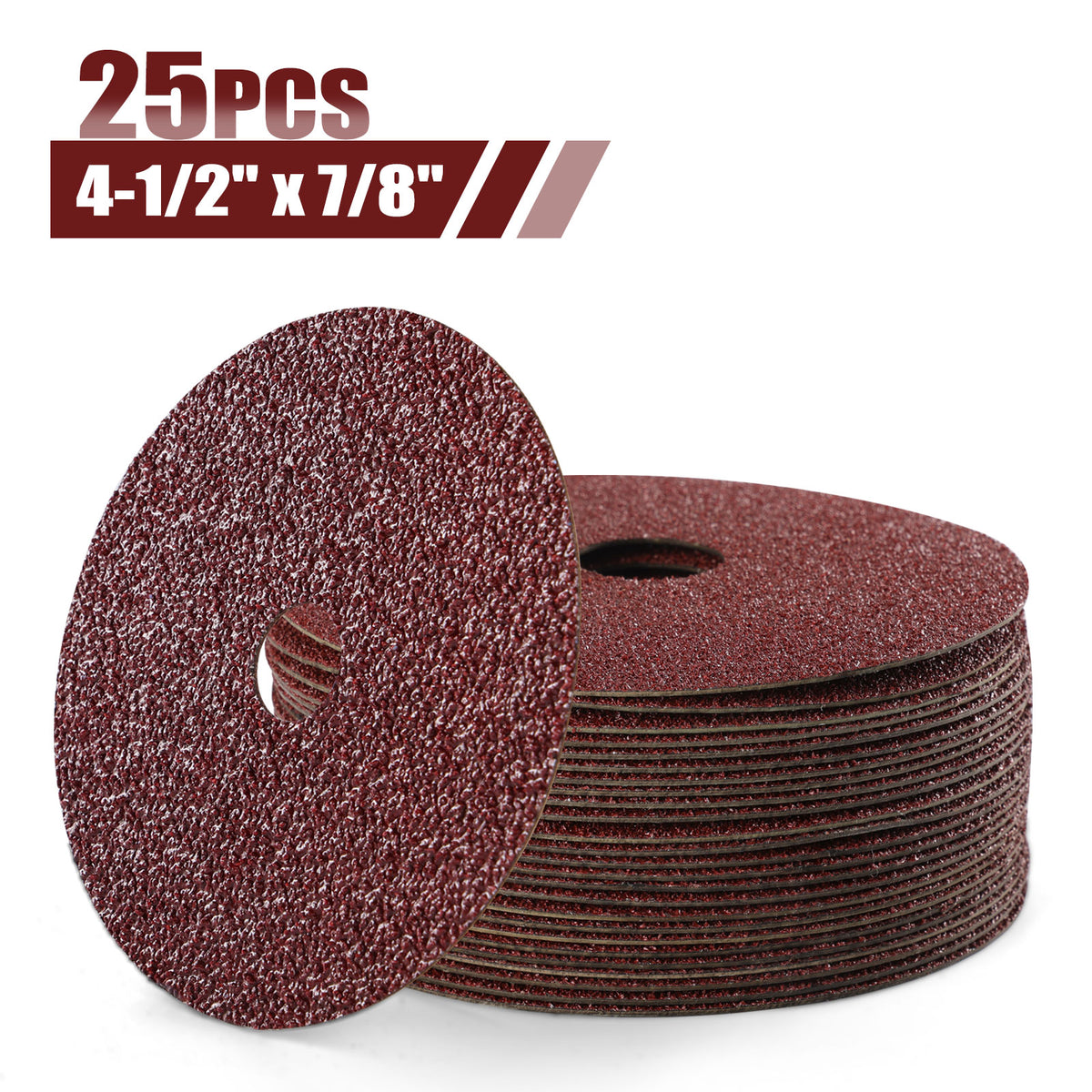 4-1/2" x 7/8" A/O Alumina Resin Fiber Sanding Discs - 25Pcs/Box