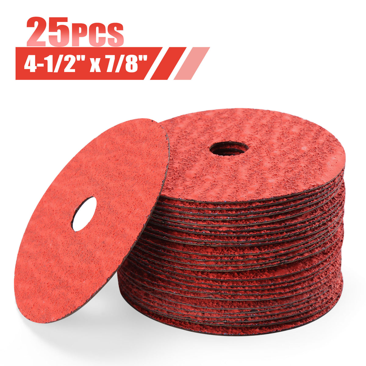 4-1/2" x 7/8" Ceramic Resin Fiber Sanding Discs - 25Pcs/Box