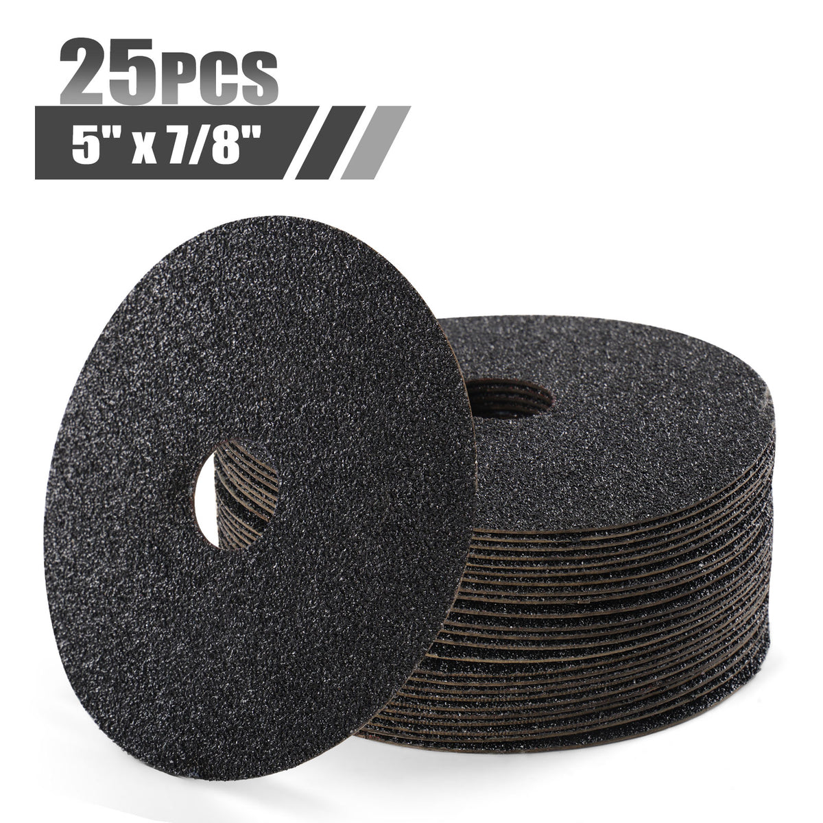 5" x 7/8" Silicon Carbide Resin Fiber Sanding Discs - 25Pcs/Box