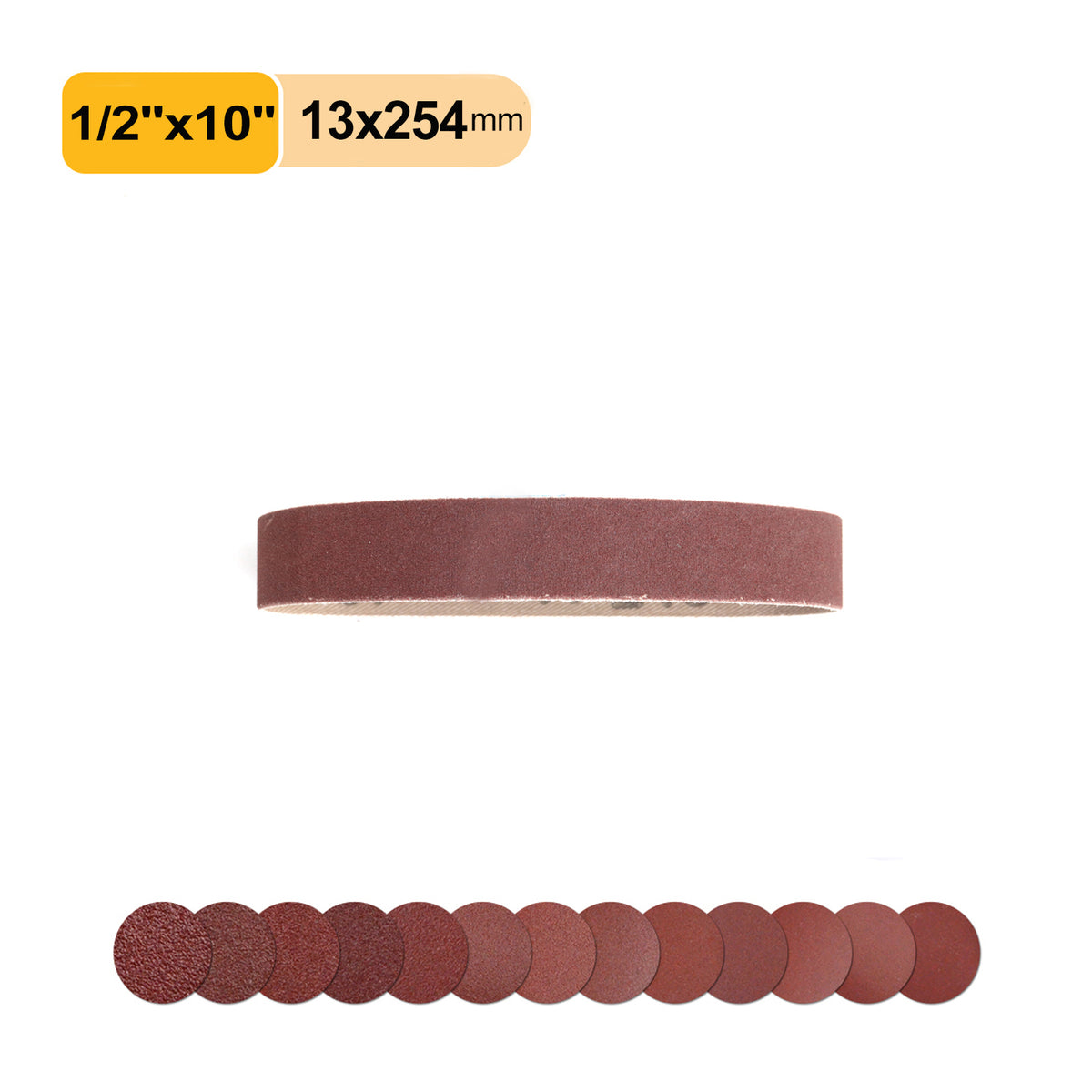 1/2" x 10" (13*254mm) Aluminum Oxide A/O Sanding Belt,1 PC