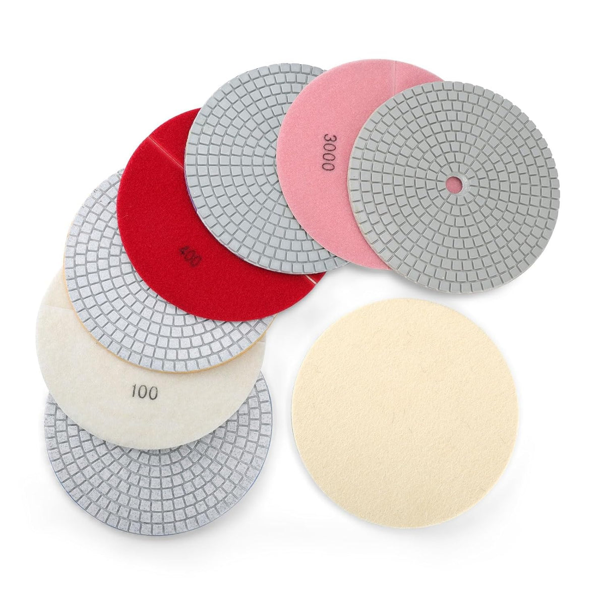 7" Diamond Polishing Pads Wet/Dry for Stone & Concrete - 8Pcs