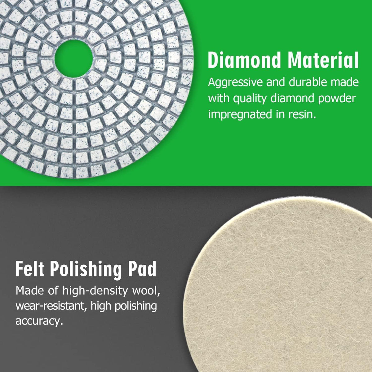 3" (80mm) Assorted Grits Diamond Polishing Discs with 8mm Shank Backing Pad - 12 Pcs