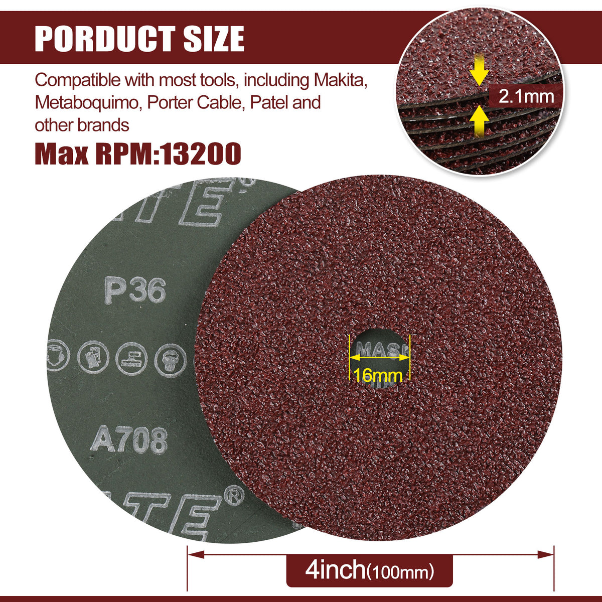4" x 5/8" A/O Alumina Resin Fiber Sanding Discs