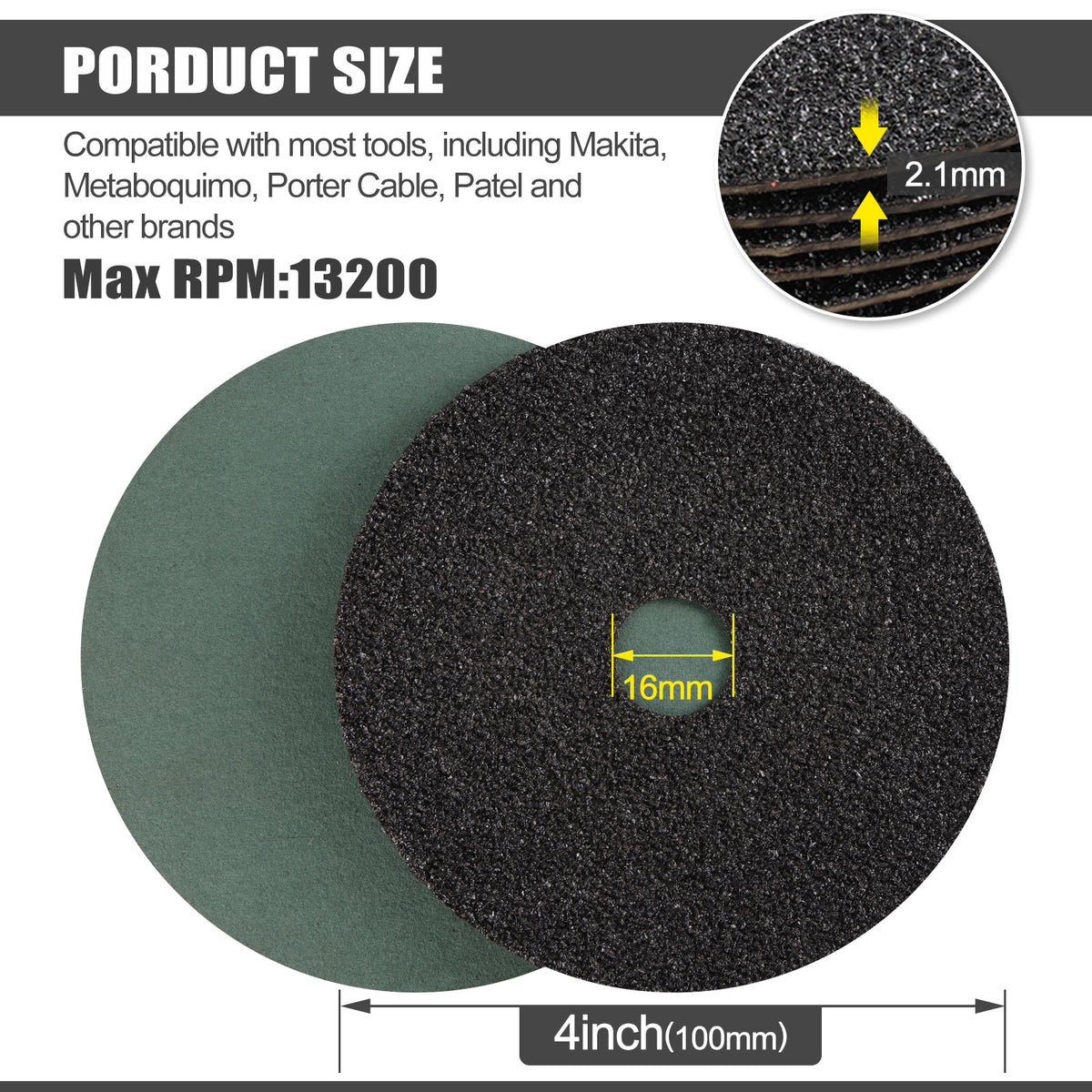 4" x 5/8" Silicon Carbide Resin Fiber Sanding Discs