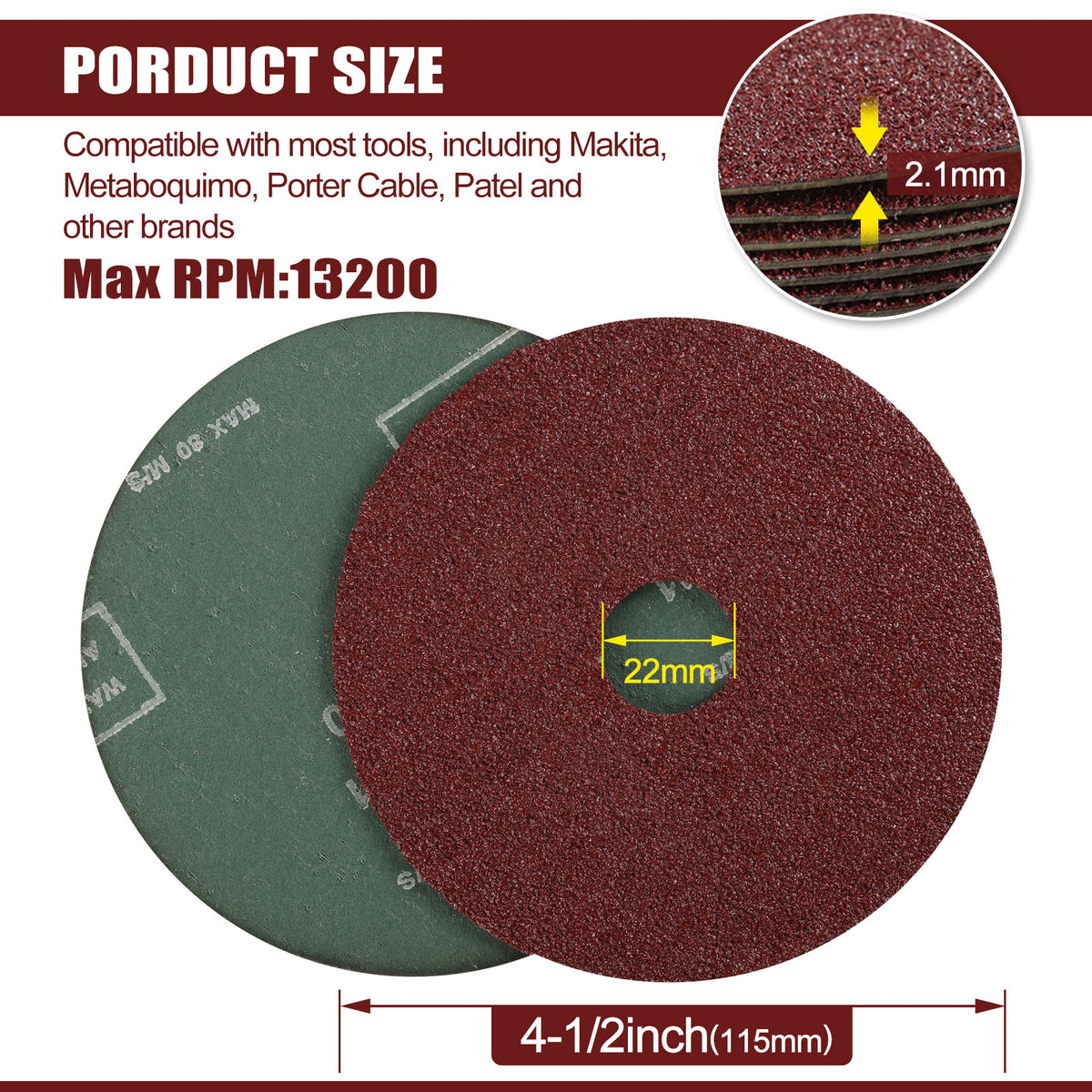 4-1/2" x 7/8" A/O Alumina Resin Fiber Sanding Discs
