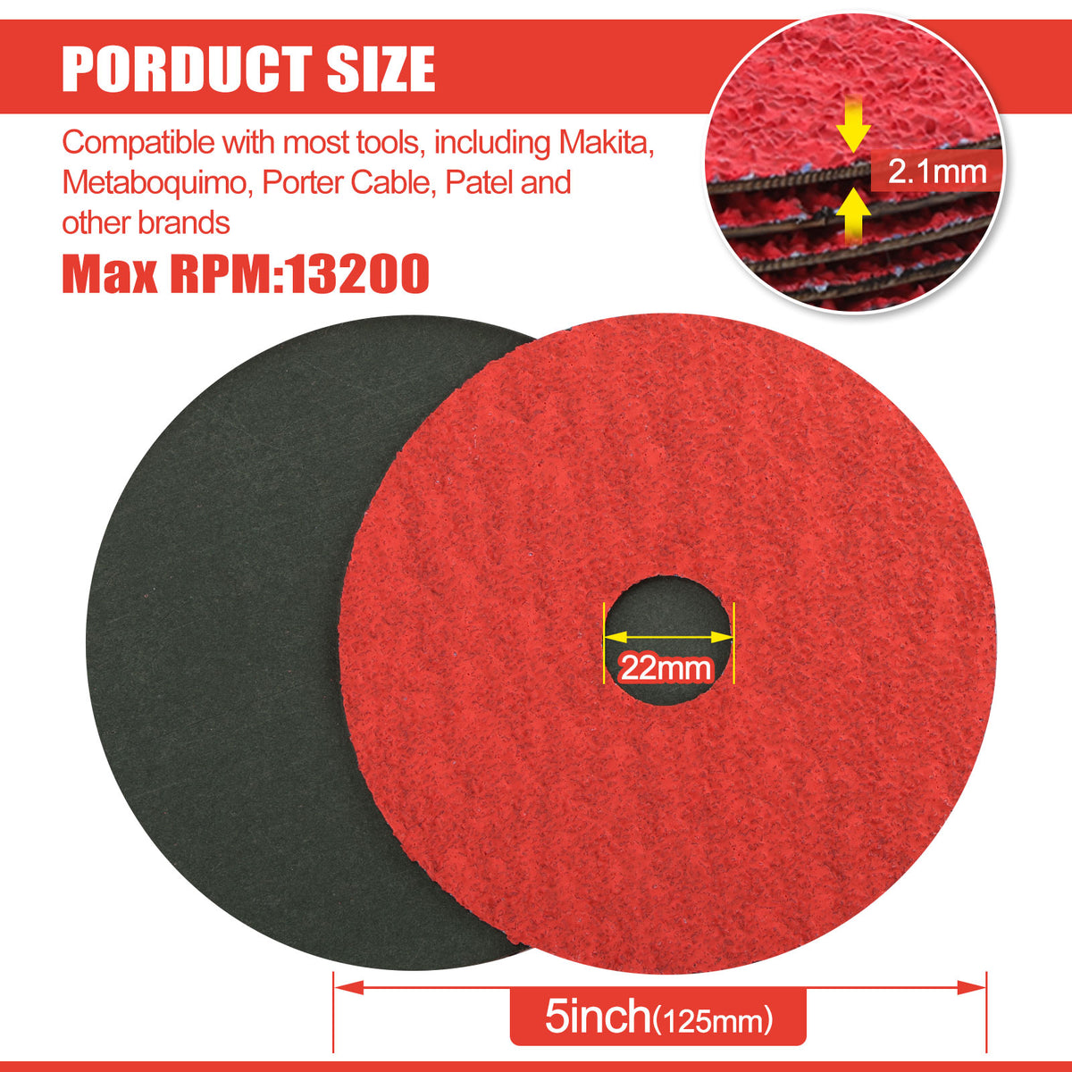 5" x 7/8" Ceramic Resin Fiber Sanding Discs