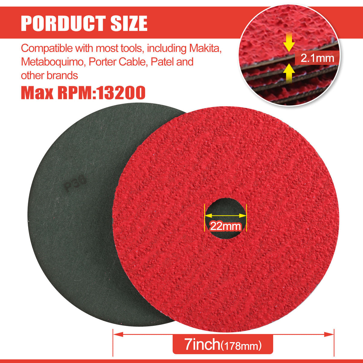 7" x 7/8" Ceramic Resin Fiber Sanding Discs