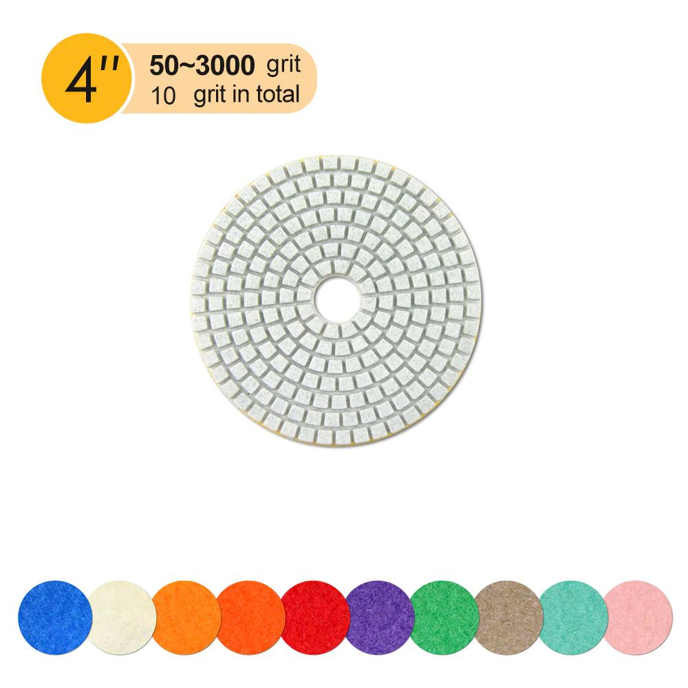 4" (100mm) Diamond Wet/Dry Hook & Loop Polishing Discs (50-3000Grit ), 1 Disc