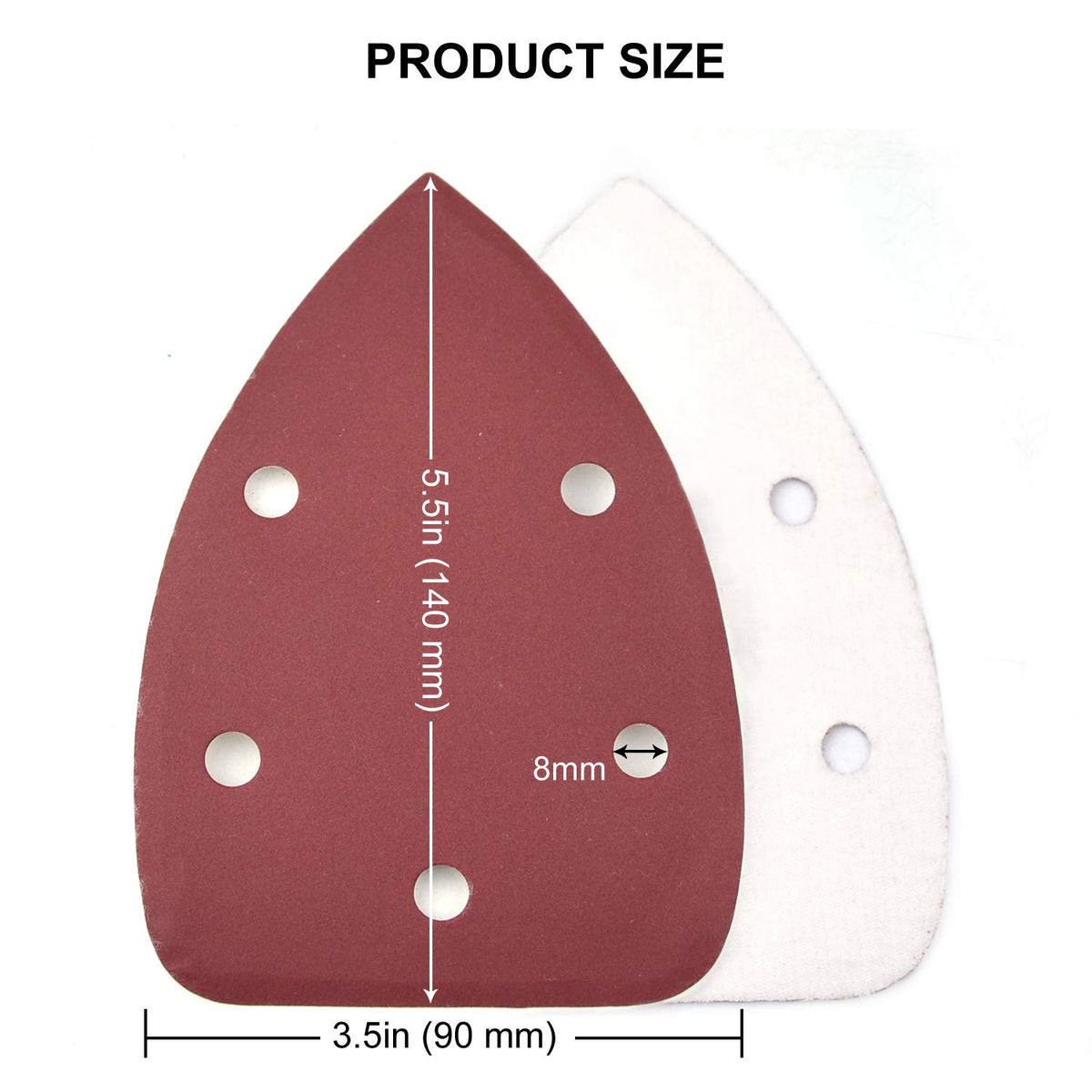 3.5" x 5.5" (90x140mm) 5 Holes Mouse Detail Sander Aluminum Oxide Sandpaper, 1PC