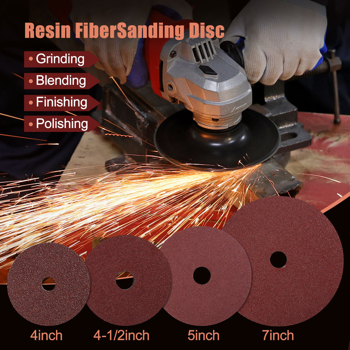 7" x 7/8" A/O Alumina Resin Fiber Sanding Discs