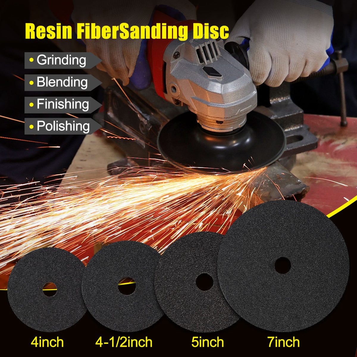 5" x 7/8" Silicon Carbide Resin Fiber Sanding Discs - 25Pcs/Box