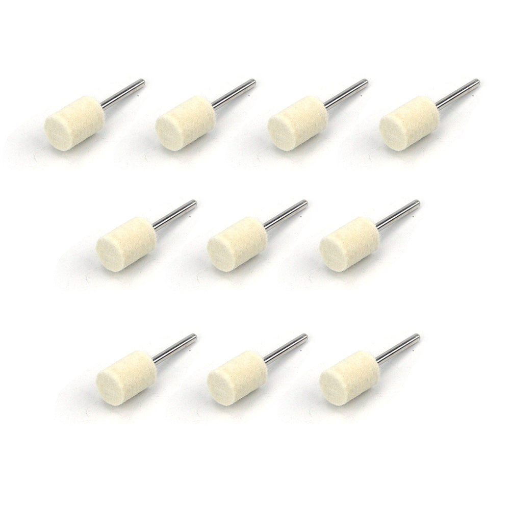 12mm x 3mm Mounted Shank Wool Felt Bobs Mandrel Grinding Polishing Points Buffing Heads, Cylindrical