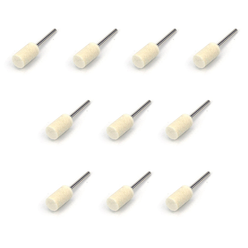 10mm x 3mm Mounted Shank Wool Felt Bobs Mandrel Grinding Polishing Points Buffing Heads, Cylindrical