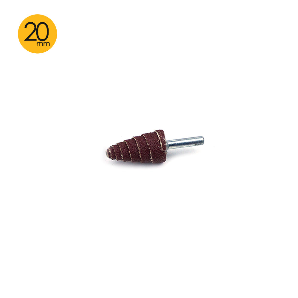 20mm x 6mm Mounted Shank 80 Grit Aluminum Oxide Taper Cone Points Spiral Sanding Rolls