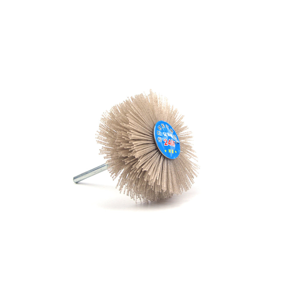 240 Grit 6mm Shank Mounted Nylon Wire Grinding Flower Head Wheel Brush for Woodworking