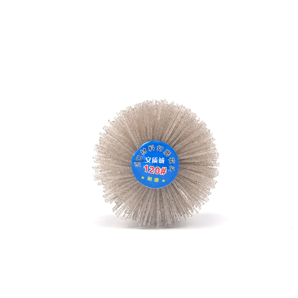 120 Grit 6mm Shank Mounted Nylon Wire Grinding Flower Head Wheel Brush for Woodworking