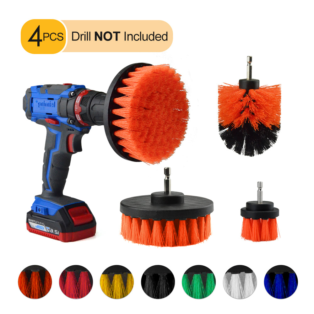 Electric Drill Cleaning Brush For Household/Automotive with 6mm Shank Drill Attachment. 4 Pcs Set