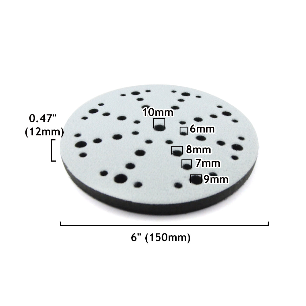 6" (150mm) 48-Hole Soft Sponge Dust-free Interface Buffer Backing Pads