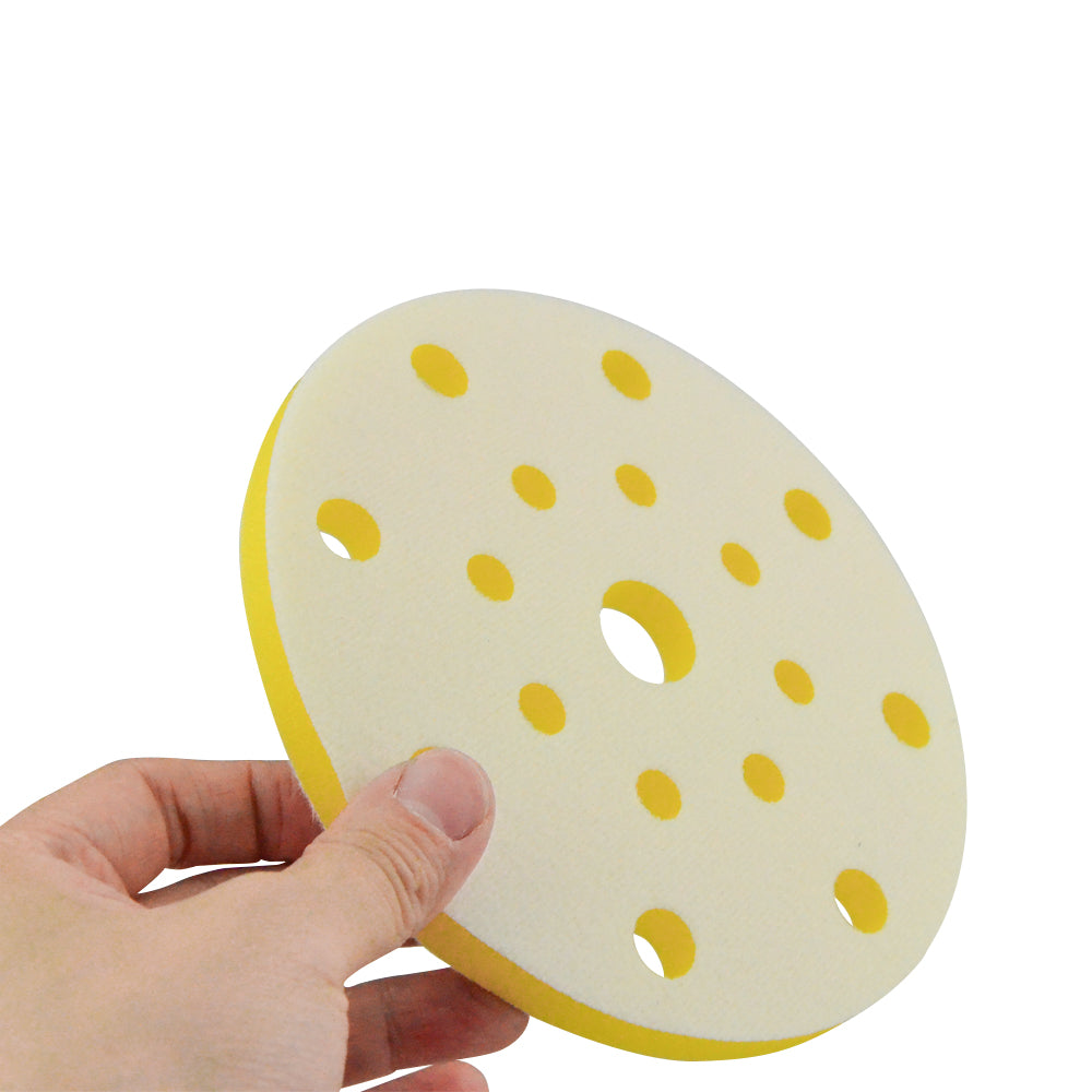 6" (150mm) 17-Hole Soft Sponge Double Faced Velvet Hook & Loop Surface Protection Interface Buffer Backing Pad