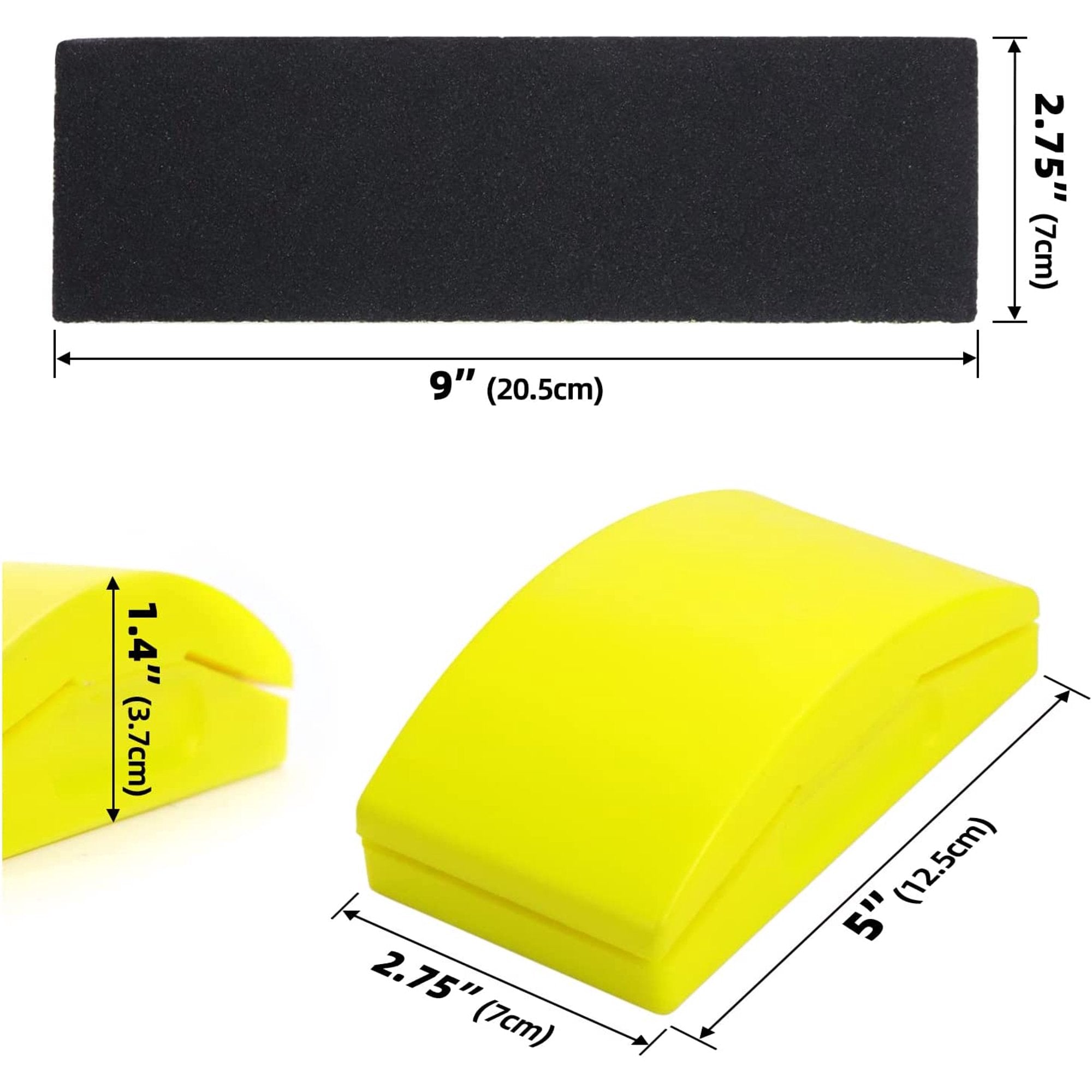 Rubber Sanding Block, 5 x 2-3/4 Inch Hand Sander Yellow + 2.75” Sandpaper 80 120 180 240 400 Assorted Grit 30 Pack