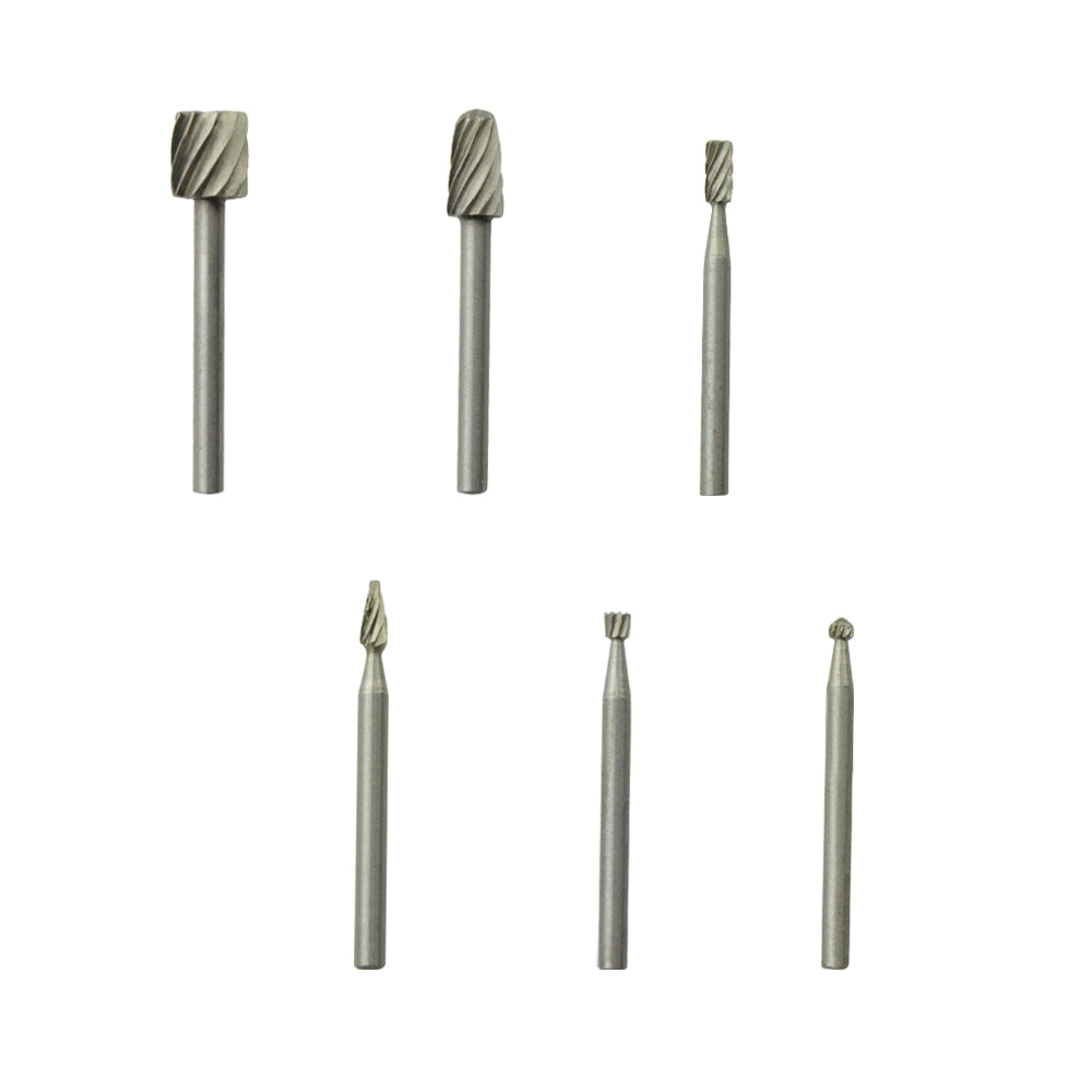 1/8"  (3.175mm) Mounted Shank HSS(High Speed Steel) Woodworking Carbide Burrs Rotary File, 6pcs Set