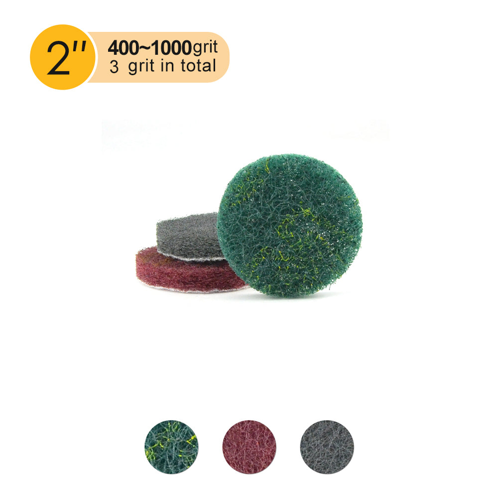 2" (50mm) Round Heavy Duty Hook and Loop Scouring Pads(240-1000 Grit), 1 PC