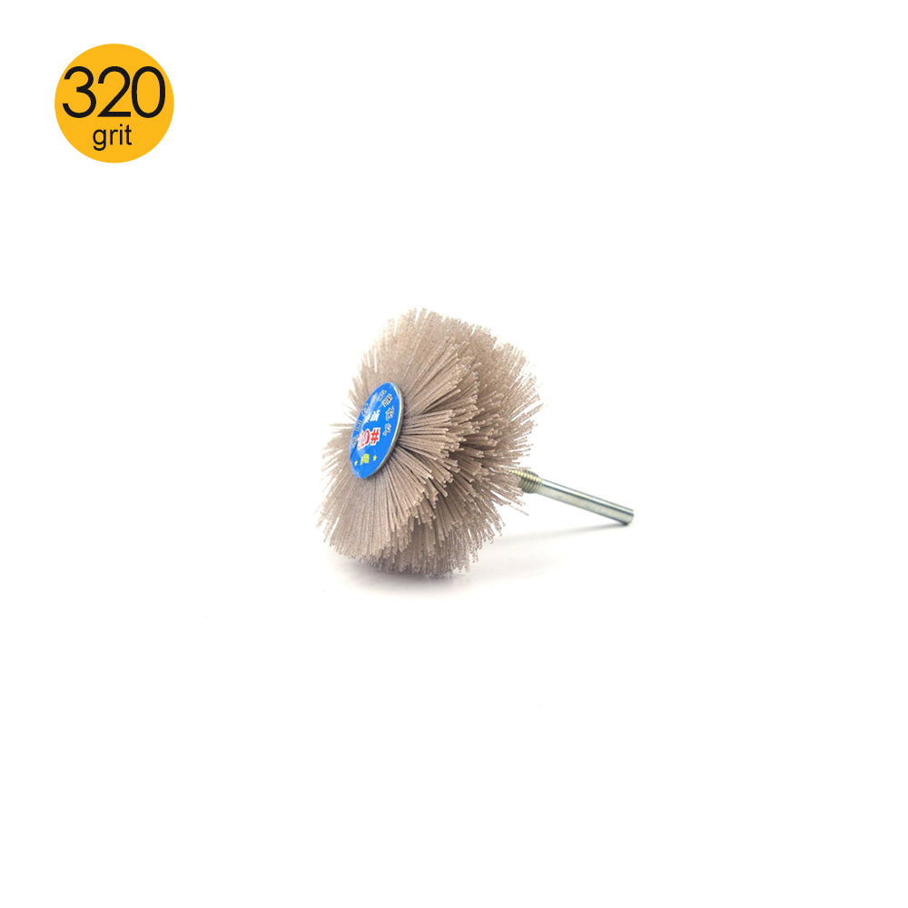 320 Grit 6mm Shank Mounted Nylon Wire Grinding Flower Head Wheel Brush for Woodworking