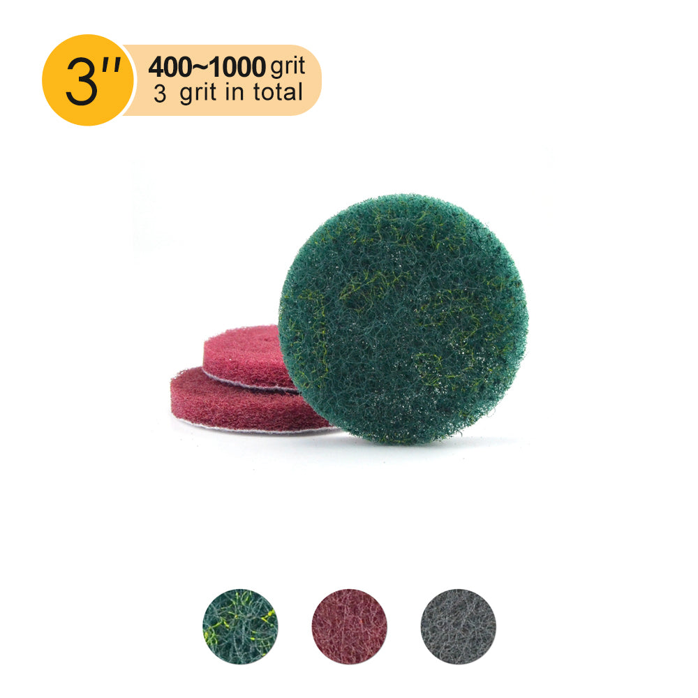 3" (75mm) Round Heavy Duty Hook and Loop Scouring Pads(240-1000 Grit), 1 PC
