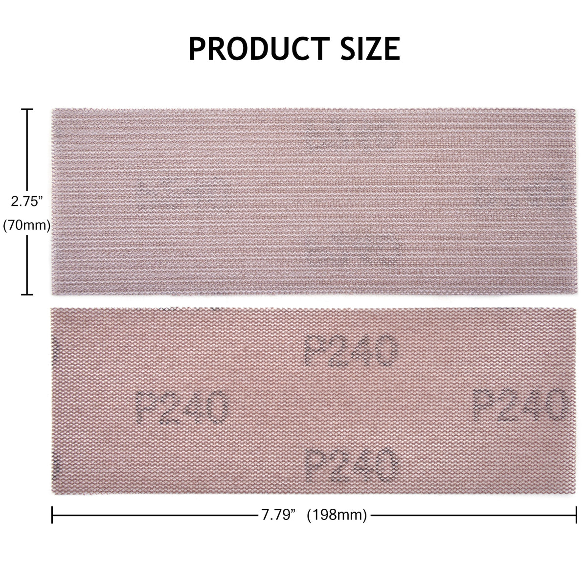 3 x 8" (70 x 198mm) Hook & Loop or Clip on Sander Pads，Mesh Dust Free Sandpaper (80-600), 1 PC