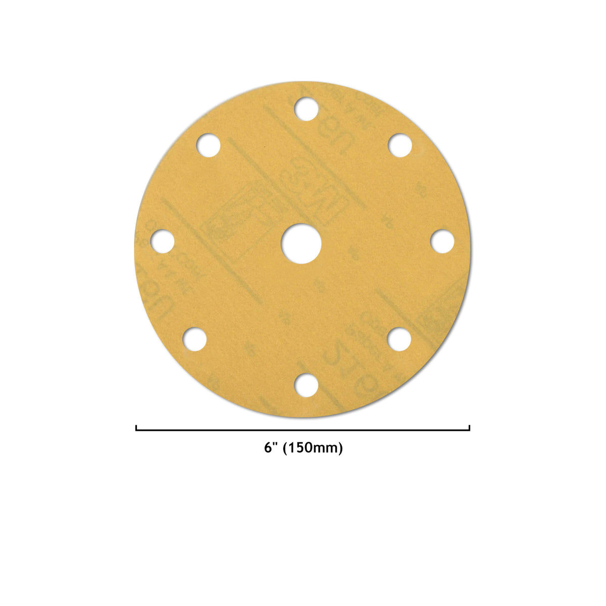 6" (150mm) 9-Hole Yellow Hook&Loop Sanding Discs for Dry Sanding (80-400 Grit), 1 Disc