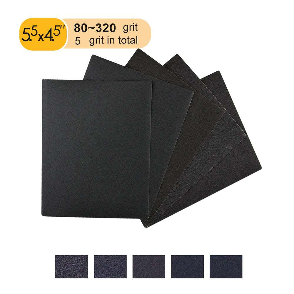 5.5 x 4.5" (140 x 115mm) Hook & Loop or Clip on Sander Pads，Silicon Carbide Wet/Dry Sanding Sheet (80-320 Grit), 1 PC