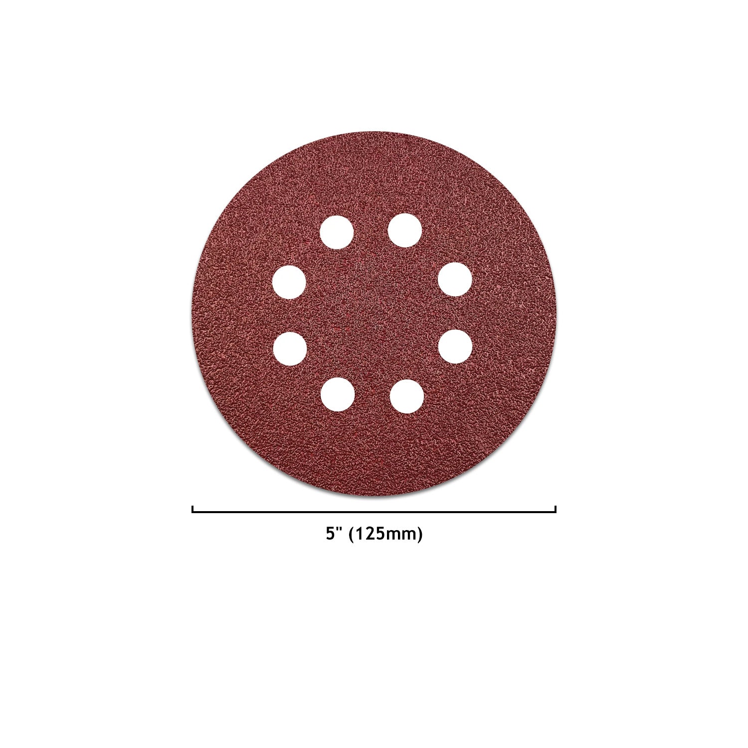 5" (125mm) 8-Hole Red Grain Hook & Loop Sanding Discs (40-2000 Grit), 1 Disc