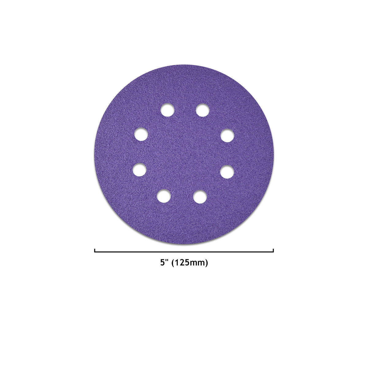 5" (125mm) 8-Hole Hook & Loop Wet/Dry Polyester Film Purple Sanding Discs (60-240 Grit), 1 Disc