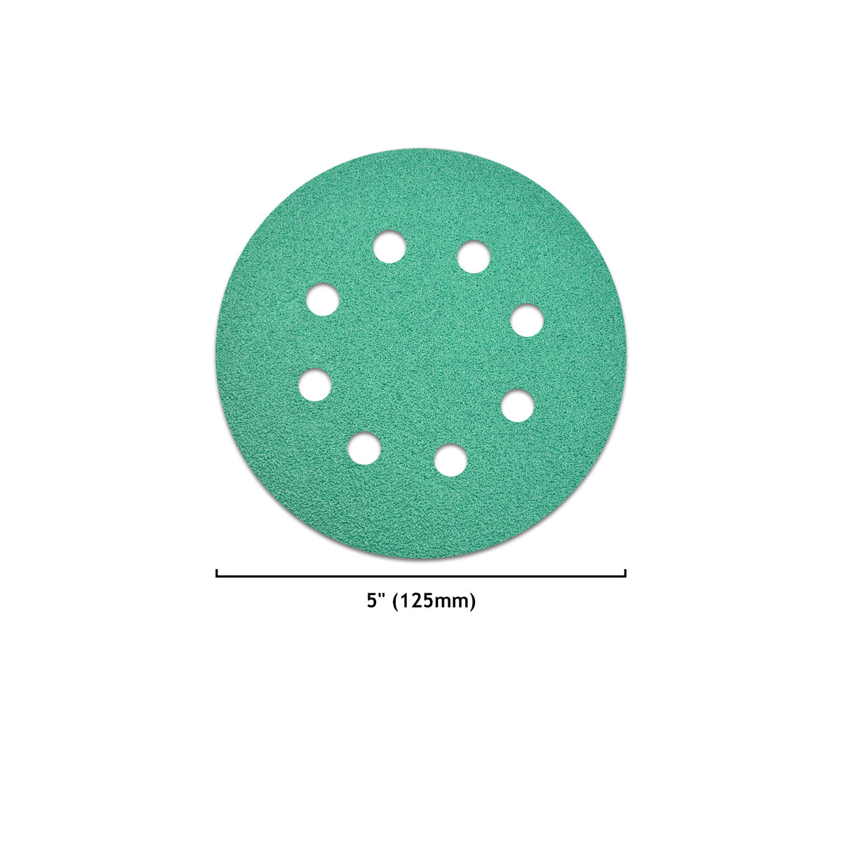 5" (125mm) 8-Hole Hook & Loop Wet/Dry Polyester Film Green Sanding Discs (80-2000 ), 1 Disc