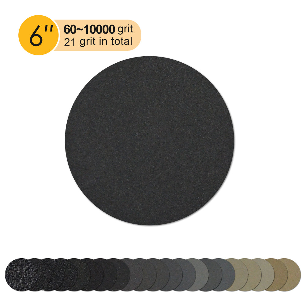 6" (150mm) Silicon Carbide Wet/Dry Hook & Loop Sanding Discs (60-10000 Grit), 1 Disc