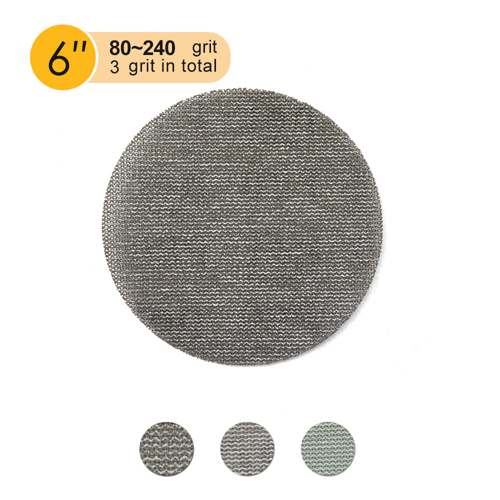 6" (150mm) Mesh Dust-free Hook & Loop Sanding Discs (80-240 Grit), 1 Disc