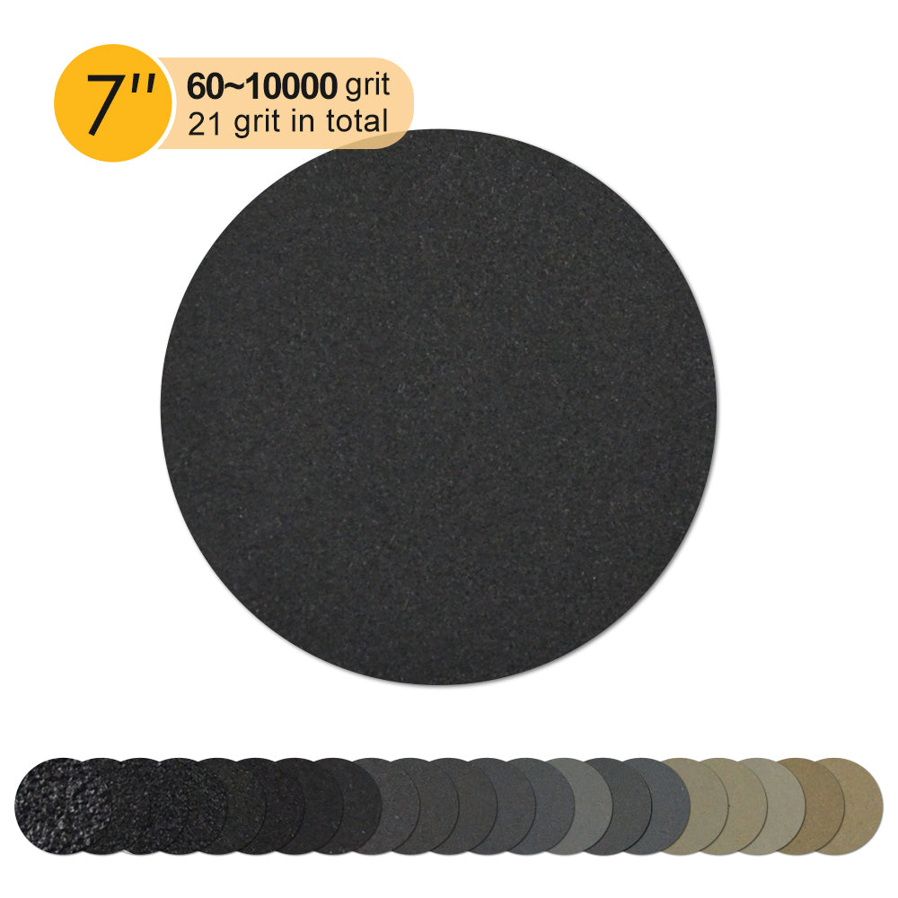 7" (180mm) Silicon Carbide Wet/Dry Hook & Loop Sanding Discs (60-10000 Grit), 1 Disc