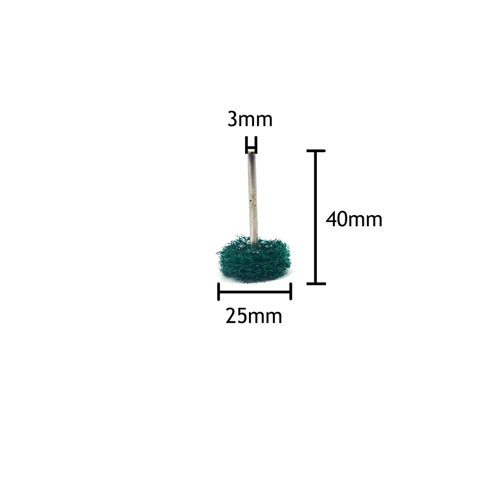1" (25mm) x 3mm Mounted Shank Scouring Points Buffing Wheels, Green, Coarse
