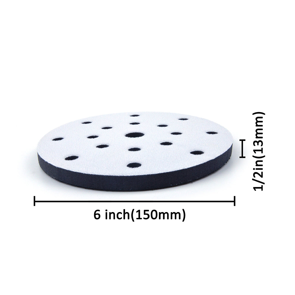 6" (150mm) 17-Hole Soft Sponge Dust-free Interface Buffer Backing Pads