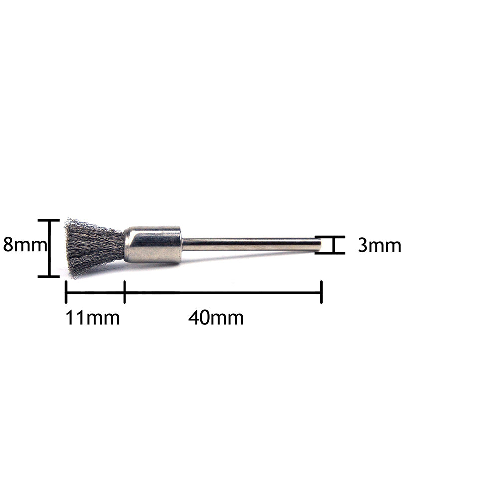 8mm x 3mm Mounted Shank Stainless Steel Wire End Brushes