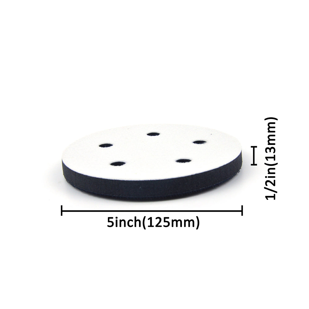 5" (125mm) 5-Hole Soft Sponge Dust-free Interface Buffer Backing Pads